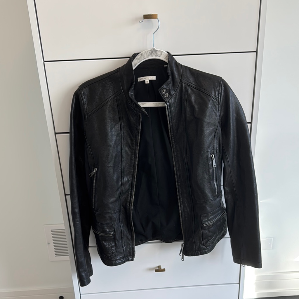 Vince Black Leather Jacket Worn 1 Time